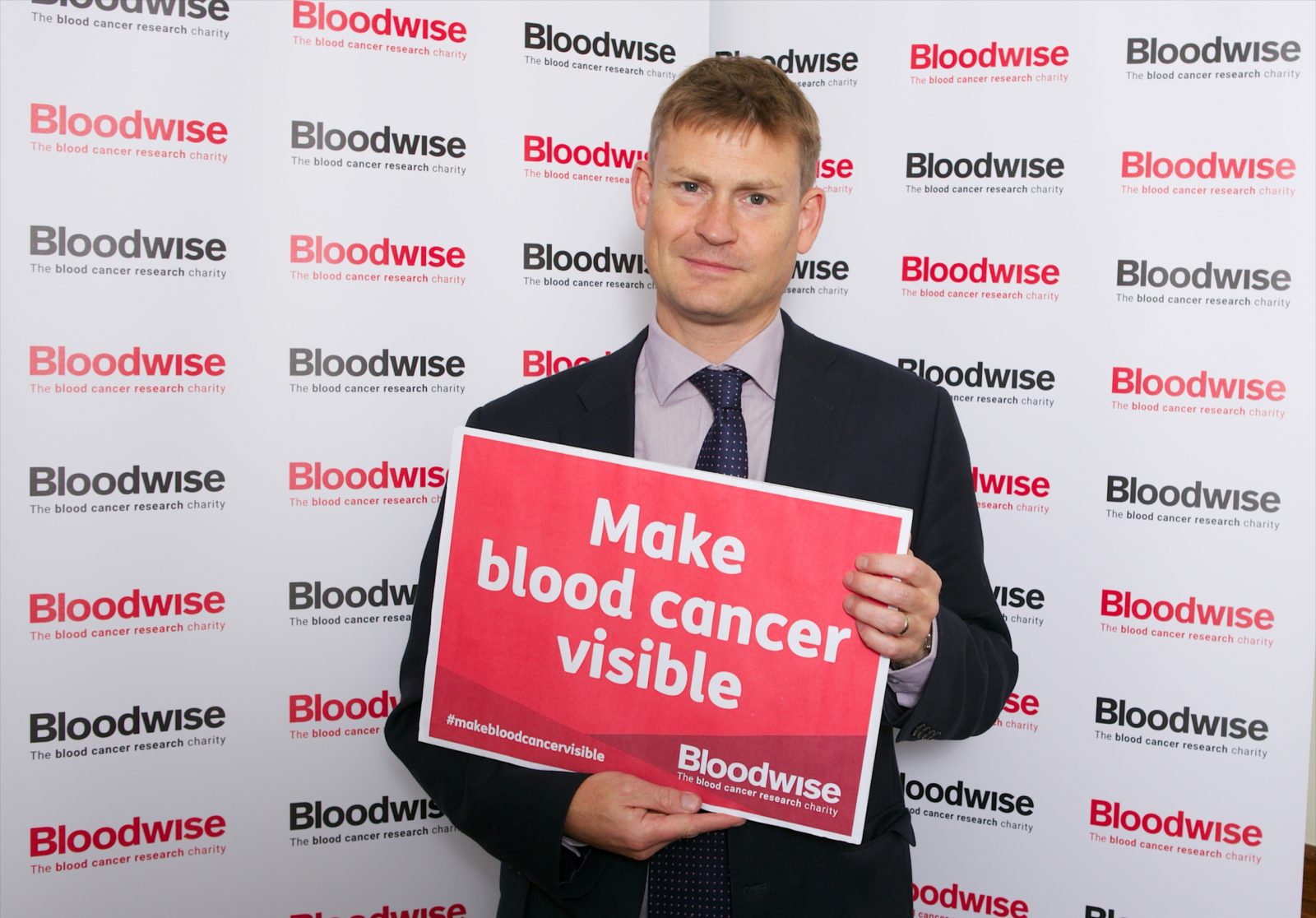 Justin supporting the Blood Cancer Awareness event