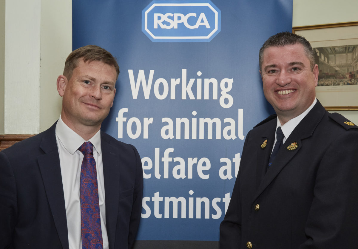 Justin at the Parliamentary event with RSPCA Staff Officer Simon Osborne