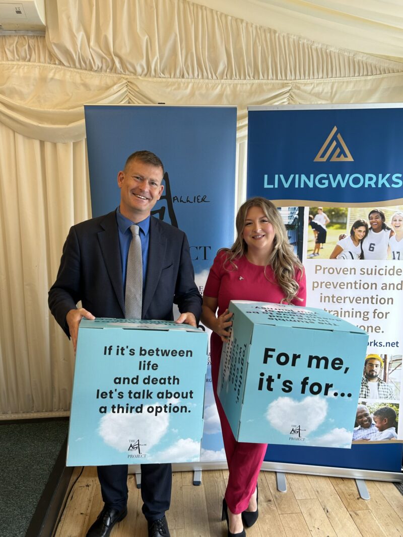Justin Madders MP alongside Jessica Gallier-Booth, founder and CEO of The Martin Gallier Project, at the report launch in Parliament.