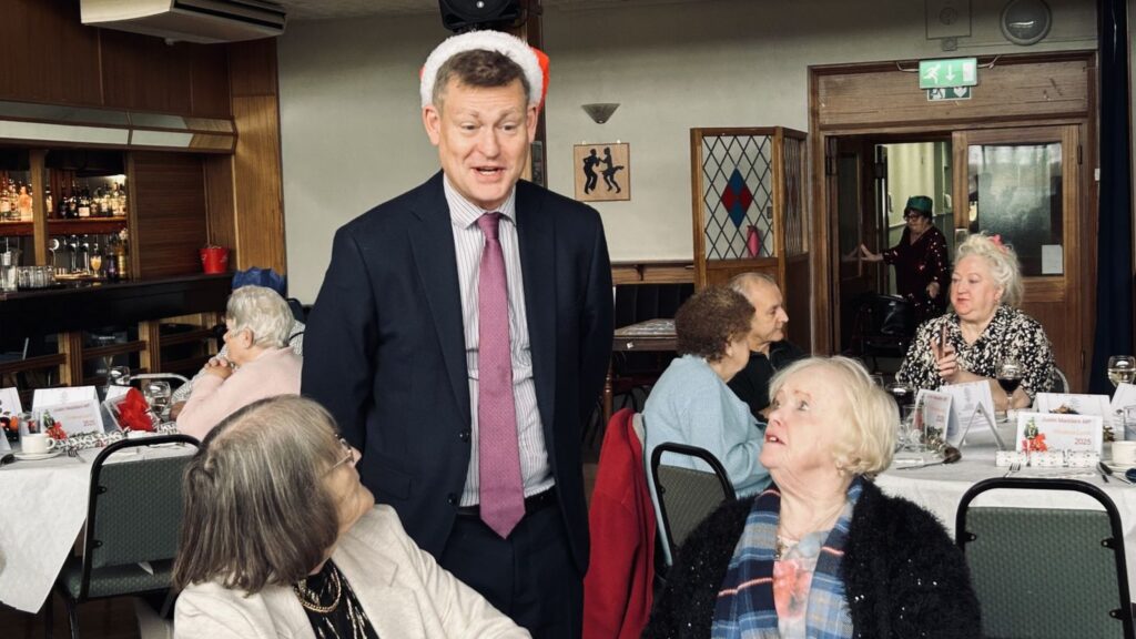Justin Madders MP at the pensioners' Christmas party he hosted.