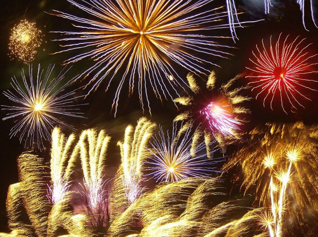 A fireworks montage.