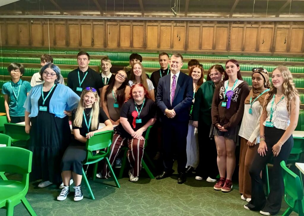 Cheshire Young Carers visiting Parliament.